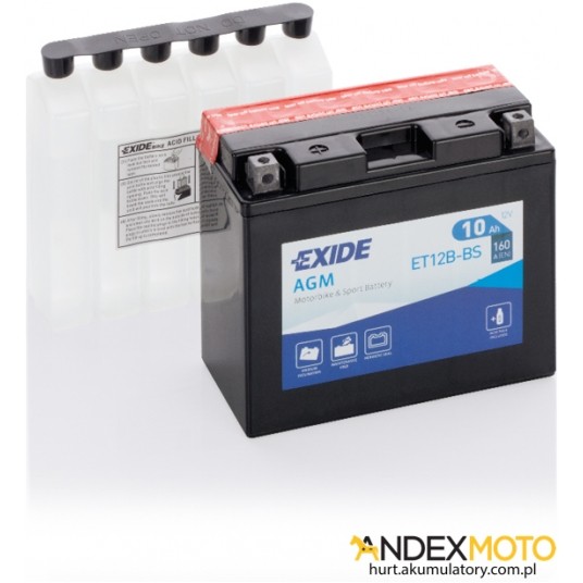 Akumulator 10 Ah EXIDE AGM dry charged ET12B-BS -zdjęcie numer 1