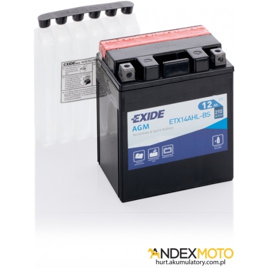 Akumulator 12 Ah EXIDE AGM dry charged ETX14AHL-BS -zdjęcie numer 1