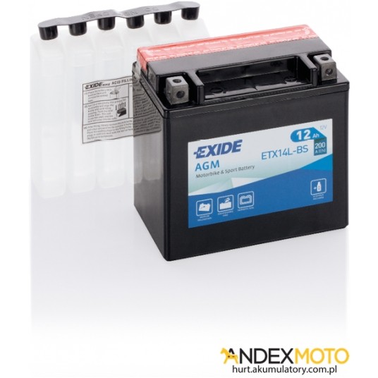 Akumulator 12 Ah EXIDE AGM dry charged ETX14L-BS -zdjęcie numer 1