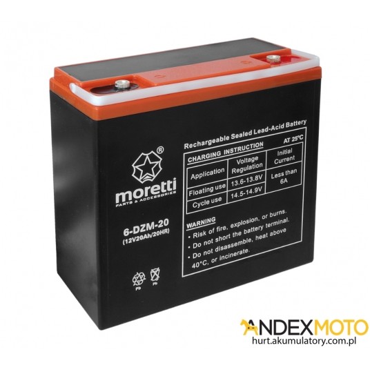 Akumulator 12V 20Ah 6-DZM-20 GEL MORETTI -zdjęcie numer 1
