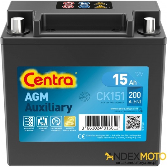 Akumulator 15 Ah CENTRA AUXILIARY CK151 -zdjęcie numer 1