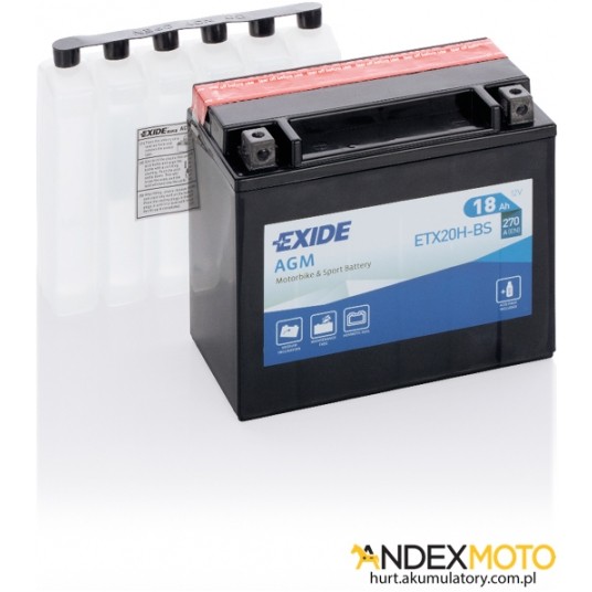 Akumulator 18 Ah EXIDE AGM dry charged ETX20H-BS -zdjęcie numer 1