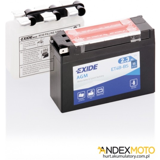Akumulator 2,3 Ah EXIDE AGM dry charged ET4B-BS -zdjęcie numer 1