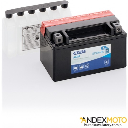 Akumulator 6 Ah EXIDE AGM dry charged ETX7A-BS -zdjęcie numer 1