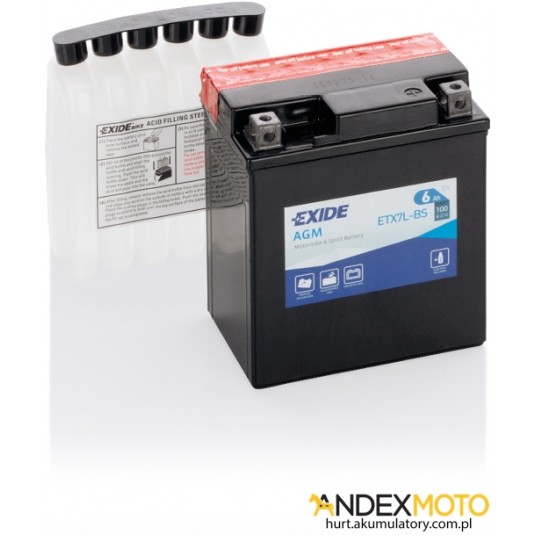 Akumulator 6 Ah EXIDE AGM dry charged ETX7L-BS -zdjęcie numer 1