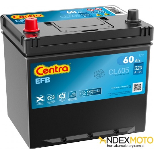 Akumulator 60 Ah CENTRA EFB CL605 -zdjęcie numer 1