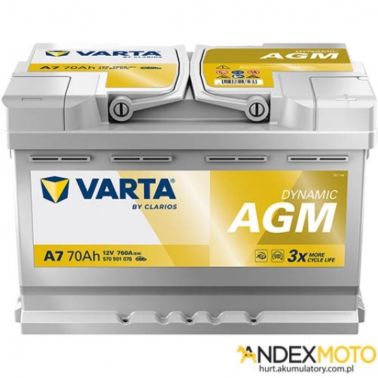 Akumulator 70 Ah VARTA DYNAMIC AGM A7 570901076 -zdjęcie numer 1