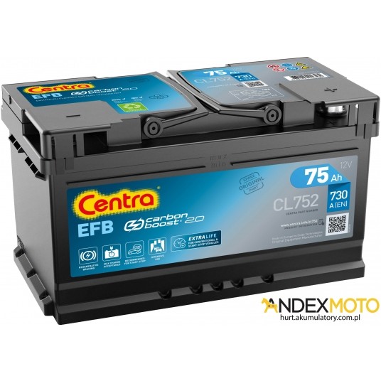 Akumulator 75 Ah CENTRA EFB CL752 -zdjęcie numer 1