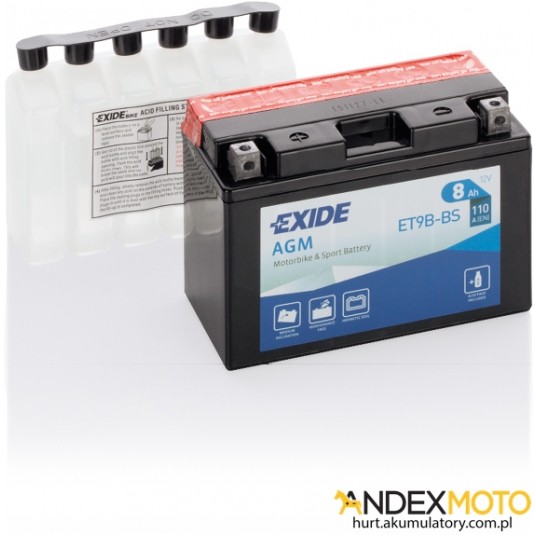 Akumulator 8 Ah EXIDE AGM dry charged ET9B-BS -zdjęcie numer 1