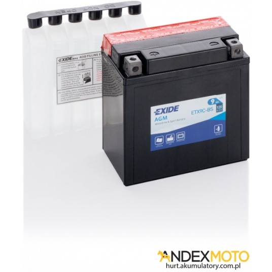 Akumulator 9 Ah EXIDE AGM dry charged ETX9C-BS -zdjęcie numer 1
