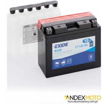 Akumulator 10 Ah EXIDE AGM dry charged ET12B-BS