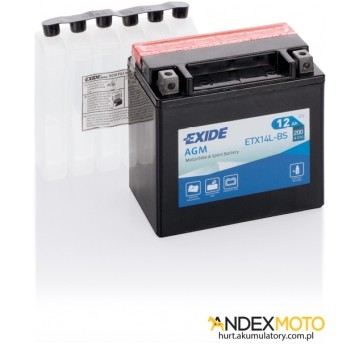 Akumulator 12 Ah EXIDE AGM dry charged ETX14L-BS