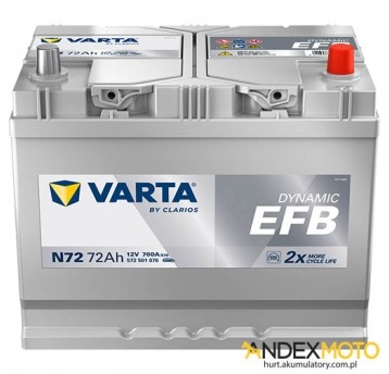 Akumulator 72 Ah VARTA DYNAMIC EFB N72 572501076